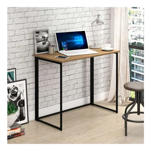 comprar Escrivaninha Mesa Apoio Estudo Trabalho Netebook Pc Dobravél Cor Marrom Placa e Ponto