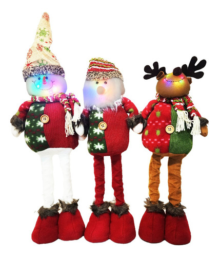 3 Monos Patas Larga Con Luz Led 65cm Muñecos Navidad Color Diseño 2 (22064)