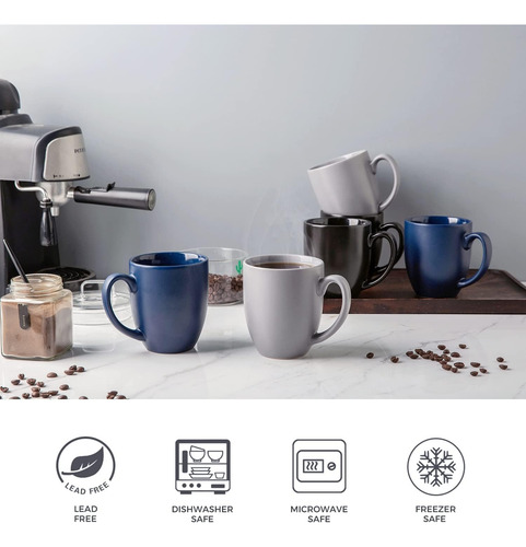 Kit De Tazas Amorarc, Minimalista, Gres, Cap 473 Ml, 6 Pcs