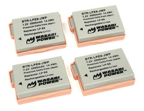 Wasabi Power Battery Para  Lp-e8 (paquete De 4) Para Ca