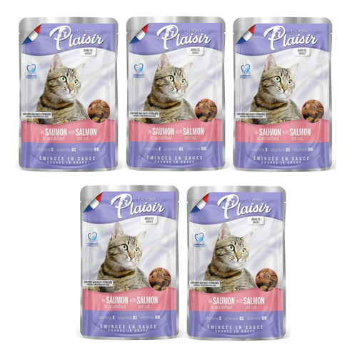 Plaisir Comida Húmeda Para Gato | Salmón 100 Gr X 5 U