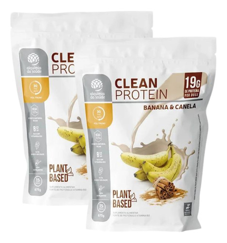 2x Clean Protein Alquimia Da Saúde Banana Canela 675g Sabor Banana E Canela