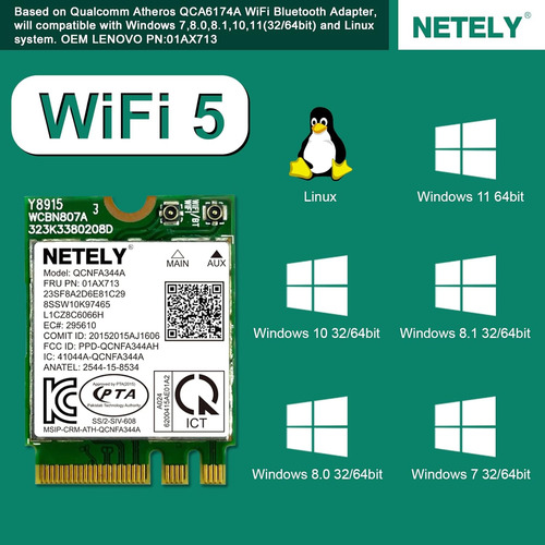 Netely Ieee 802.11ac Wifi 5 Ngff M2 Interfaz 1200mbps Wi...