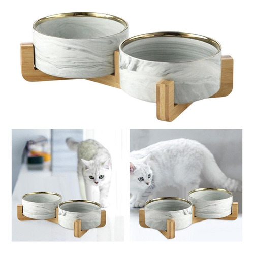 Tigelas Elevadas Para Gatos Suporte De Tigela Dupla Cinza