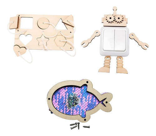 3x Montessori Busy Board Diy Juguetes Accesorios Material
