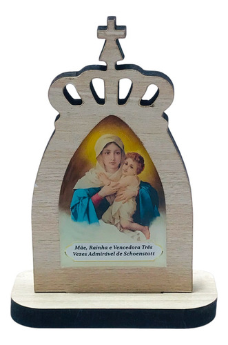 Capelinha Mãe Rainha Coroa Madeira 8 Cm