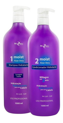  Kit Moist Aloe Vera 1000ml  Mairibel Cosméticos