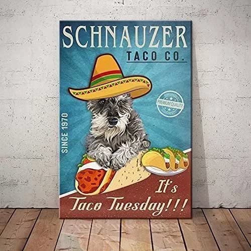 Schnauzer - Letrero De Metal Para Estano Schnauzer Taco Co.