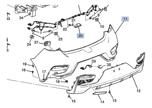 Parachoque Traseiro C/ Furo Sensor Estac Cruze Hatch 17/23