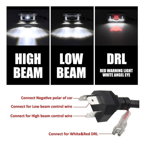 Un Par Faro Led Lupa 4x6 Rectángul Ojo De Demonio Hi/lo Luz