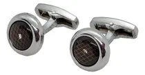 Comprar Abotoaduras Redonda Prateada Detalhes Premium