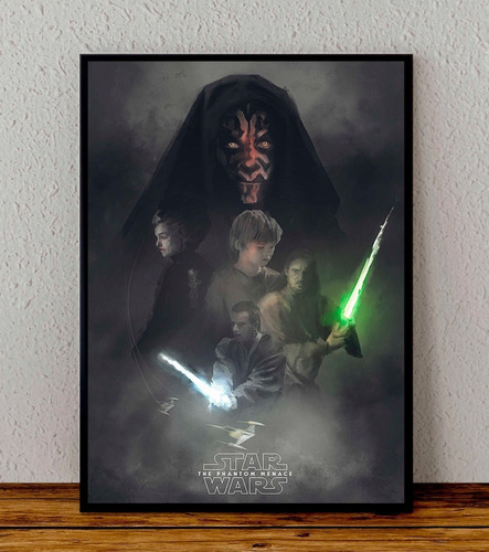 Cuadro 33x48 Poster Enmarcado Star Wars Ep 1 Pelicula 01