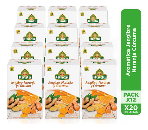 Pack X 12 Und Aromatica Jengibre,naranja&curcuma Hindu X20