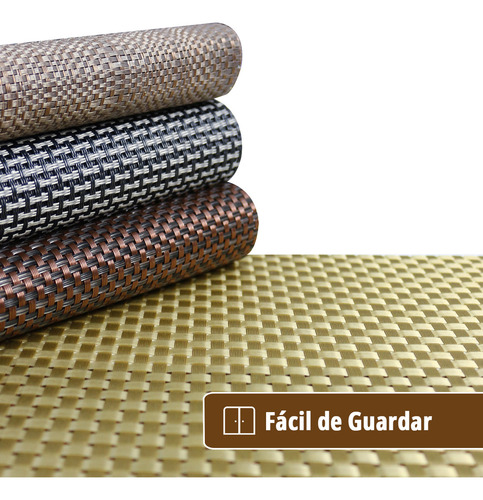 10 Jogo Americano Mesa Posta Luxo Impermeável Pvc Mz Mold Vr Cor M8 BEGE claro escuro palha sisal verde MOLDURA MZ RETANGULAR