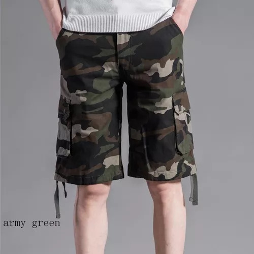 Pantalones Cortos Cargo De Camuflaje Con Múltiples Bolsillos