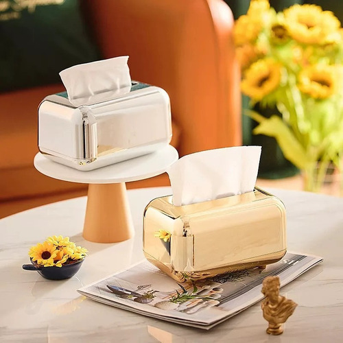 Caja Papel Dorada Lujo Para Guardar Servilletas