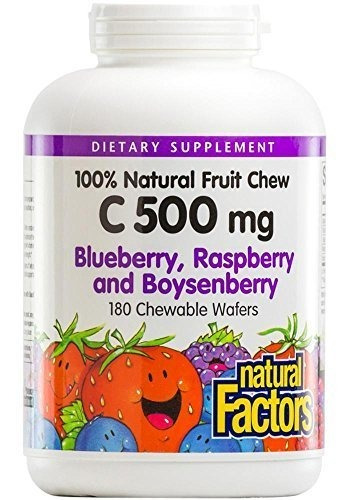 Vitamina C 500 Mg, 100% De Frutas Naturales, Masticable, 180