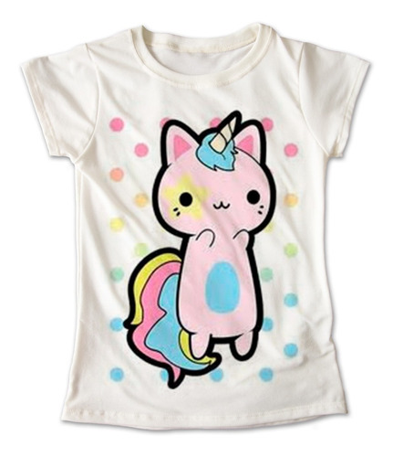 Blusa Unicornio Colores Playera Estampado Gato Rosa 042