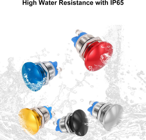 Meccanixity 1pcs 10a 250v Ac 16 Mm Cabeza De Hongo Push 1no