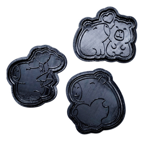 Kit 3 Cortadores Capivara Biscoito Confeitaria Românticos Cor Vermelho