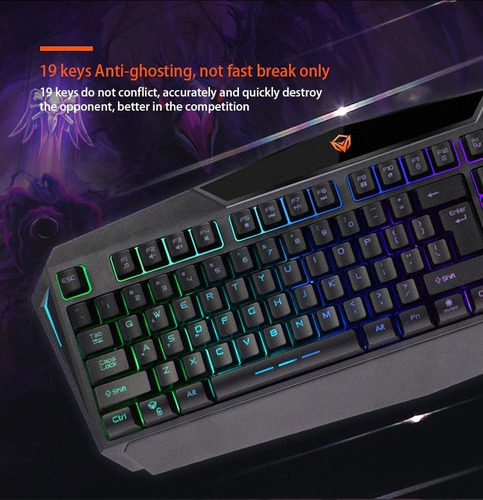 Imagen 6 de 10 de Combo Teclado Mouse Gamer Meetion Mt C 510 Luces Rgb Pc Ps4