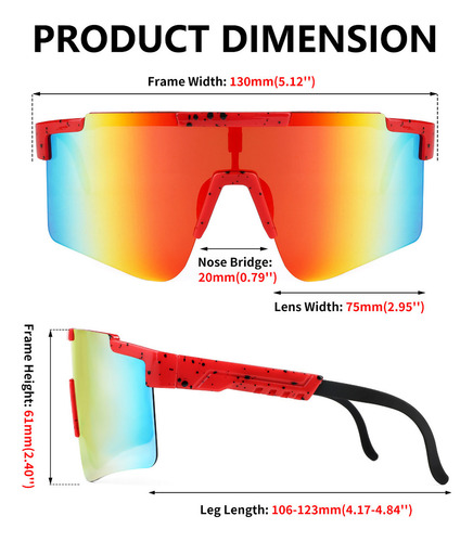 Gafas De Sol Feisedy Deportivas Y Ajustables Para Ciclismo Lente Red Frame & Red Mirror