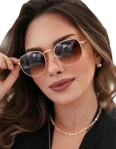 Óculos De Sol Feminino Hexagonal Verão 2021