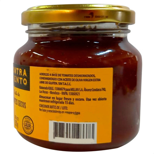 Imagen 2 de 6 de Pasta De Tomates Secos Contra Viento Laur Libre De Gluten
