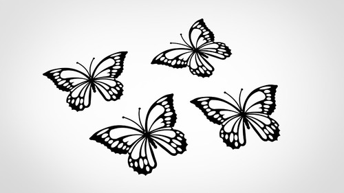 Imagen 1 de 4 de Set Cuatro Mariposas Caladas En Chapa De Hierro Pintadas.