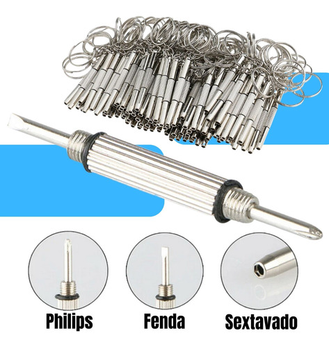 Kit 120 Chaveiro Multifuncional 3 Em 1 Chave Fenda Philips