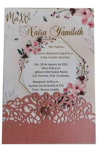 Invitación  Xv Años Cartulina Sparkle