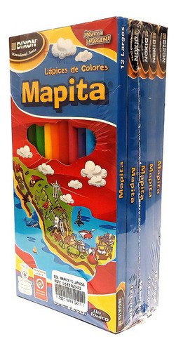 5 Cajas De Colores Mapita Largo Con 12 Piezas