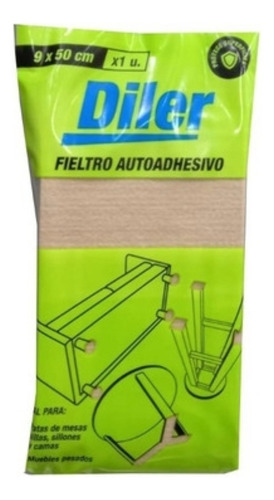 Protector De Fieltro Autoadhesivo 9 Cm X 50 Cm - Beige Diler Liso