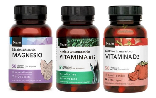 Plan Veggie: Magnesio + Vitamina B12 + Vitamina D3 Natier