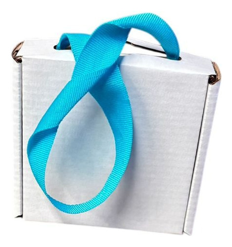 Caja Bolsa Para Bijouterie Blanco 11x10,5x3 X50u C/manija Manija Turquesa