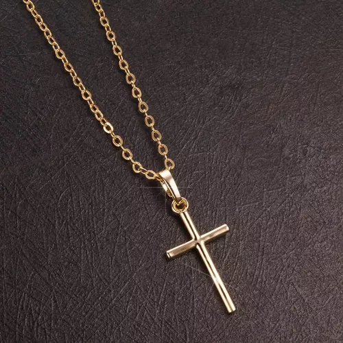 Para Mujer Dije Cruz Con Cadena Baño De Religioso