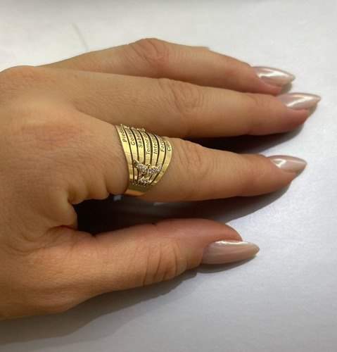 Anel Sete Dons Do Espirito Santo Ouro 18k 750