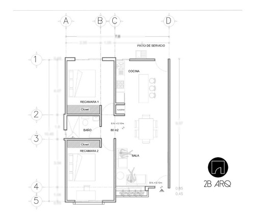 Plano Arquitectónico 80 M2 