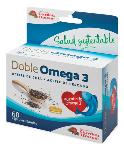 Doble Omega 3 Garden House Aceite Chía Y Pescado X 60 Caps