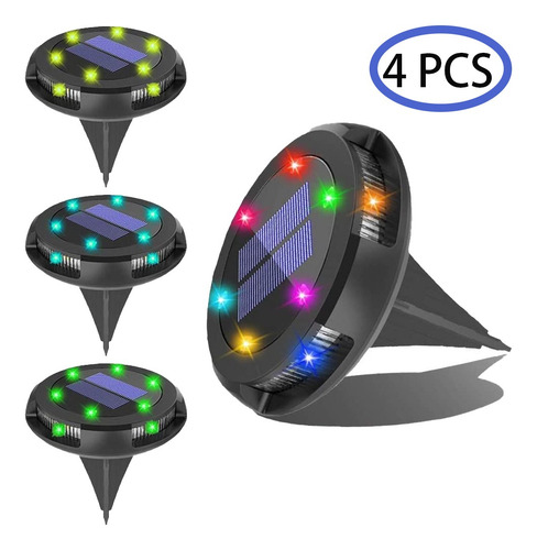 4 Luces Solares De Jardín Rgb, 10 Led+resistente Al Agua