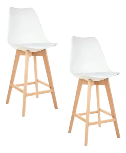 Banqueta Taburete Comedor Tulip Acolchonado X1 Tu Idea Madera Blanco