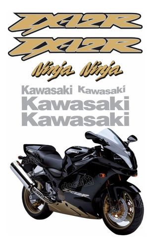 Kit Adesivos Compativel Kawasaki Ninja Zx-12r 2005 Preta 5pt