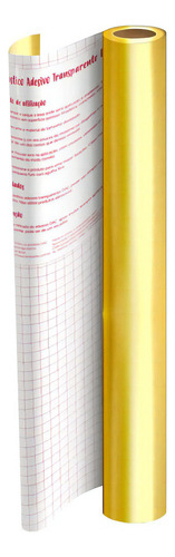 Plastico Adesivo Metalizado Vinilico Lavavel 45cm X 10m Cor Dourado