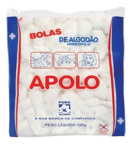 Algodão em Bolas Hidrófilo Apolo Pacote 100g