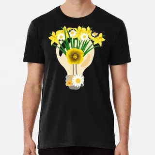 Remera Light Bulb With Yellow Flowers Classic T Shirt, Light