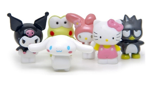 Set 6 Figuras Hello Kitty 4 Cm My Melody Kuromi Cinnamoroll