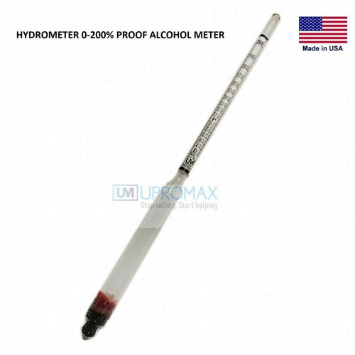 Imagen 5 de 9 de Hidrómetro Alcoholimetro Medidor Alcohol 200% + Probeta Kit