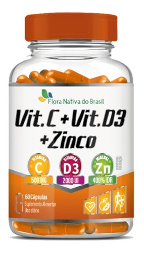 Vitamina C D3 E Zinco 60 Cápsulas Flora Nativa