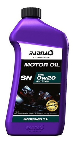 Óleo Motor Radnaq Sae 0w20 Api Sn Sintetico 1 Litro