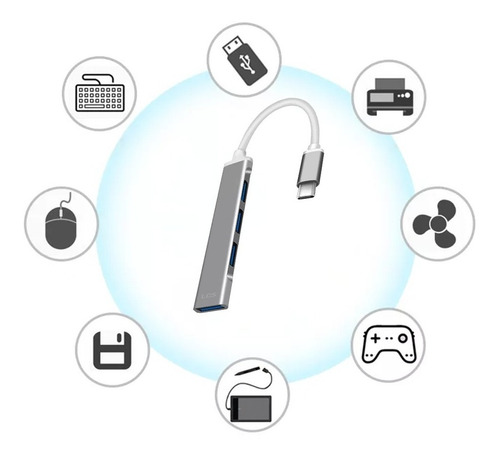 Imagen 3 de 3 de Hub Usb-c A Usb-a 4 Puertos 3.0 Lcs Multiplicador Adaptador